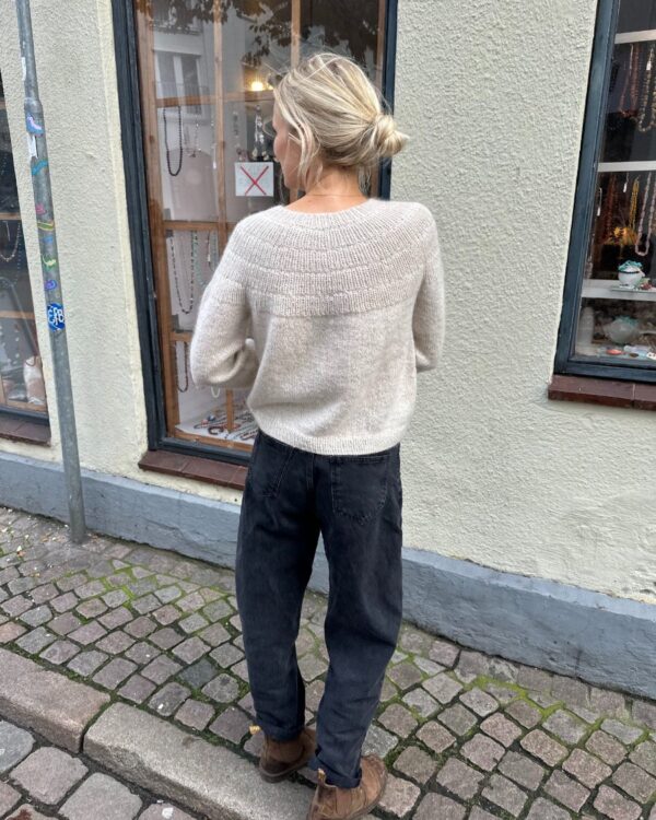 PetiteKnit Anker's Sweater - My Size is knitted in Tynn Peer Gynt by Sandnes Garn in the color 2641 held together with Tynn Silk Mohair by Sandnes Garn in the color 1012. PetiteKnit Anker's Sweater - My Size is knitted in Tynn Peer Gynt by Sandnes Garn in the color 2641 held together with Tynn Silk Mohair by Sandnes Garn in the color 1012.