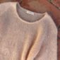 The peach Cumulus Blouse O-neck is knitted in Brushed Lace by Mohair by Canard in the color Fersken [3020].
